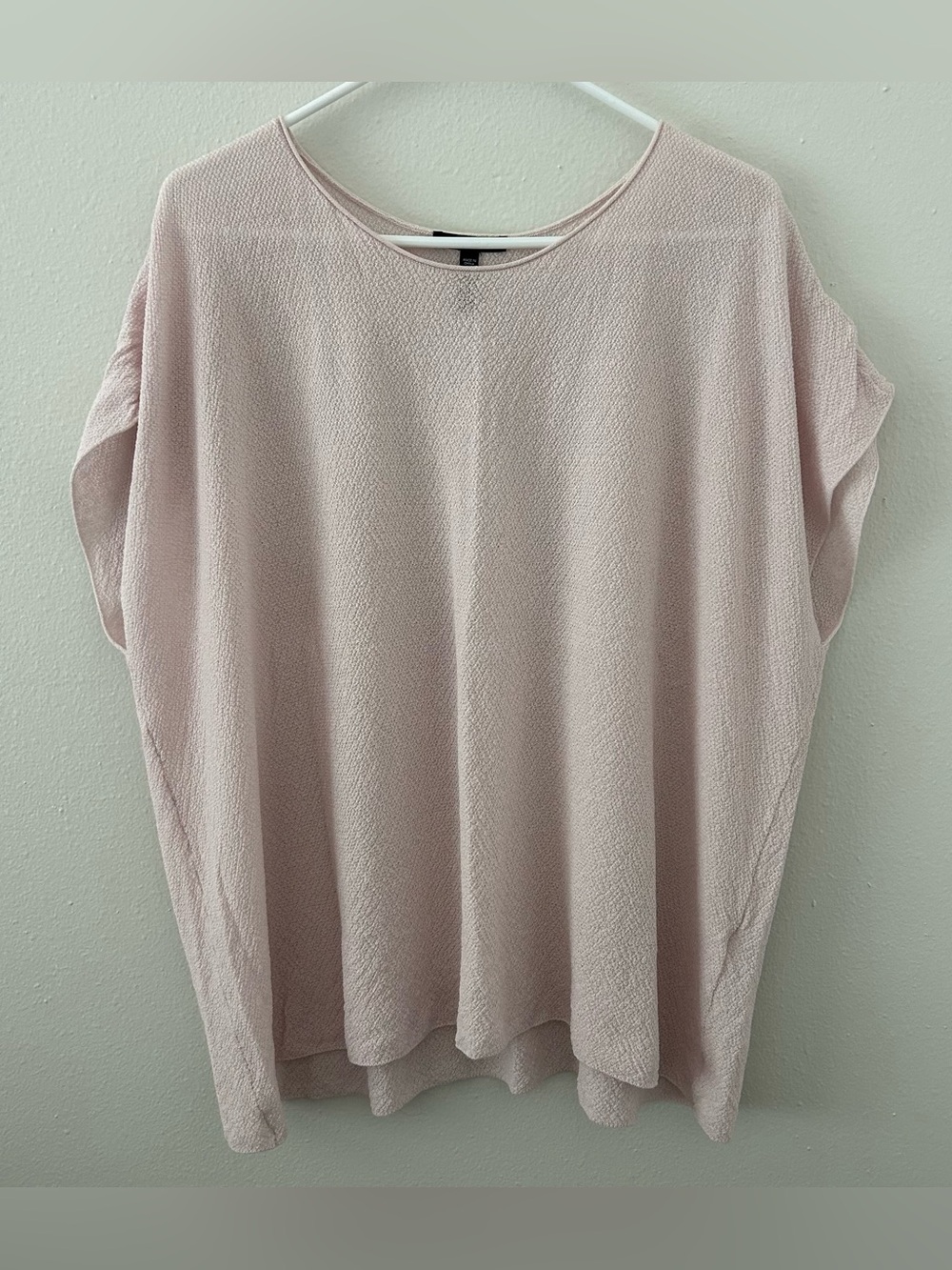 Eileen Fisher CRSPK Washable Wool Crepe  Round Neck Top 100% Merino Women’s 1X